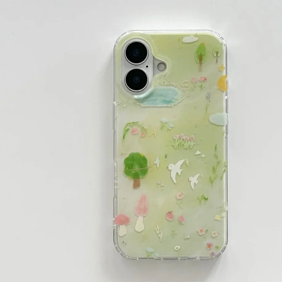 Korean Style Spring Oil Painting Phone Case for iPhone