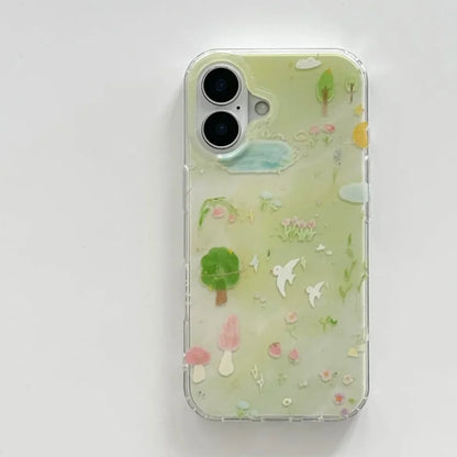 Korean Style Spring Oil Painting Phone Case for iPhone