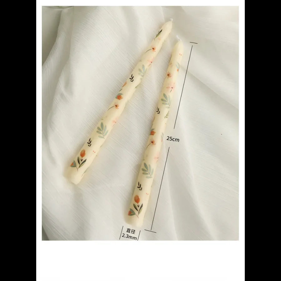 Coquette Hand-Painted Rose Scented Taper Candles (2pcs)