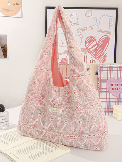 Coquette Pink Lace Flower Handbag