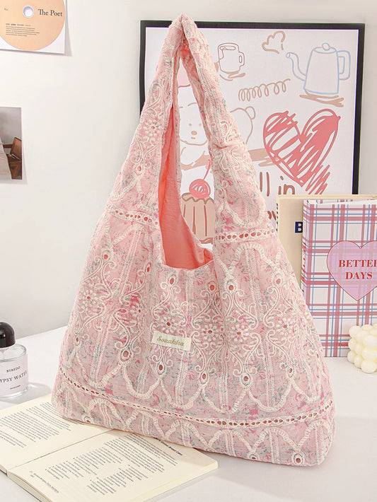 Coquette Pink Lace Flower Handbag
