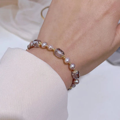 Coquette Elegant Pearl & Crystal Adjustable Bracelet