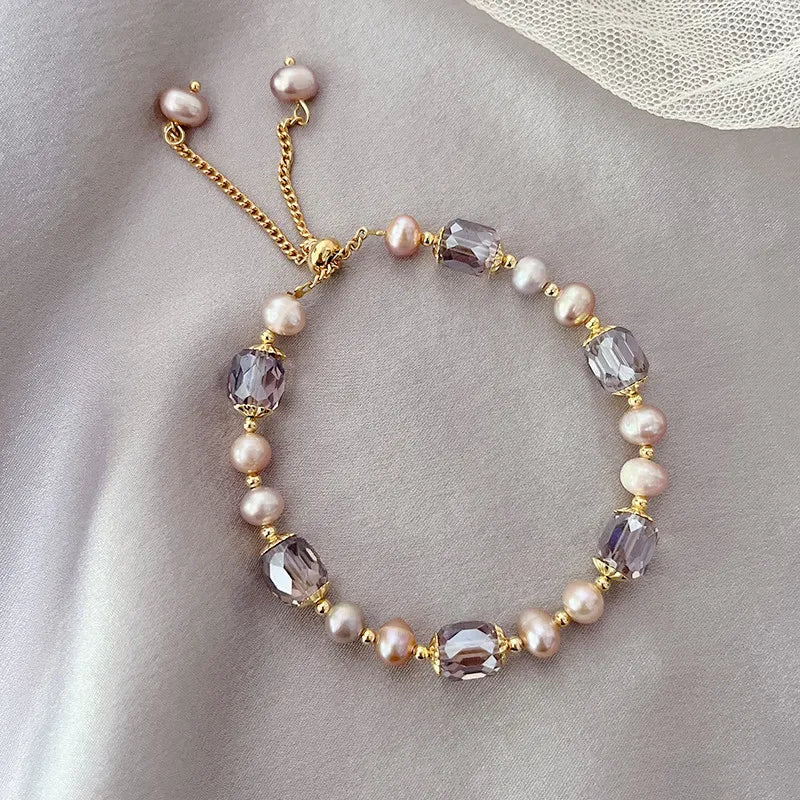 Coquette Elegant Pearl & Crystal Adjustable Bracelet