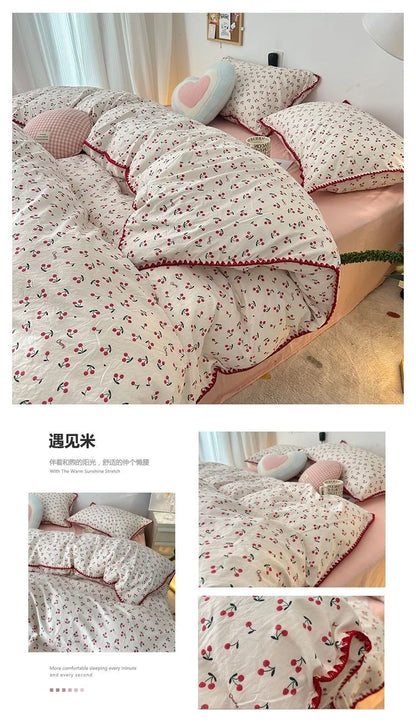 Coquette Charming Cherry Ruffle Bedding Set