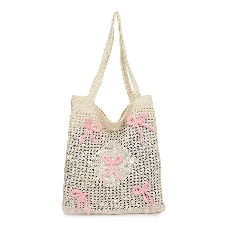 Fashionable Large Capacity Crochet Beach Tote Bag for Women