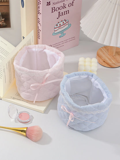 Cute Bow Quilted Makeup Bag for Stylish and Organized Beauty Storage