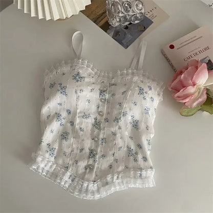Coquette Floral Lace Trimmed Camisole Set