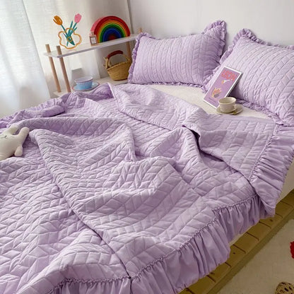 White Cooling Comforter with Korean Style Quilting
