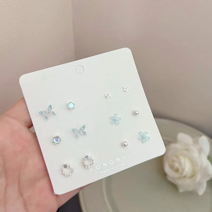 Coquette Blue & Green Butterfly Earrings Set