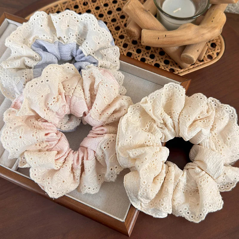 Coquette Cloud Petal Lace Scrunchie