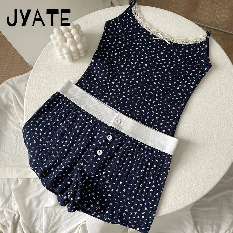 Coquette Floral Print Cami Top Set