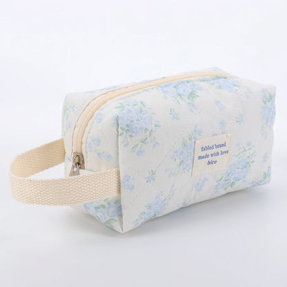 Coquette Bloom Girl Floral Quilted Makeup Bag