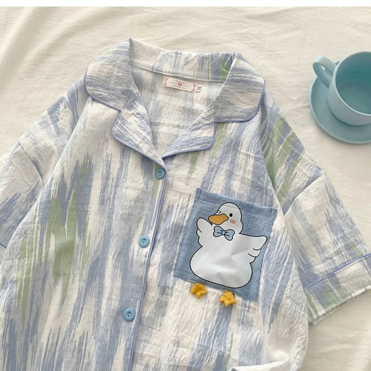 Charming Plaid Pajama Set with Ruffle Accents