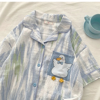 Charming Plaid Pajama Set with Ruffle Accents