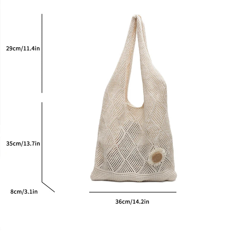 Coquette Crochet Flower Tote Bag