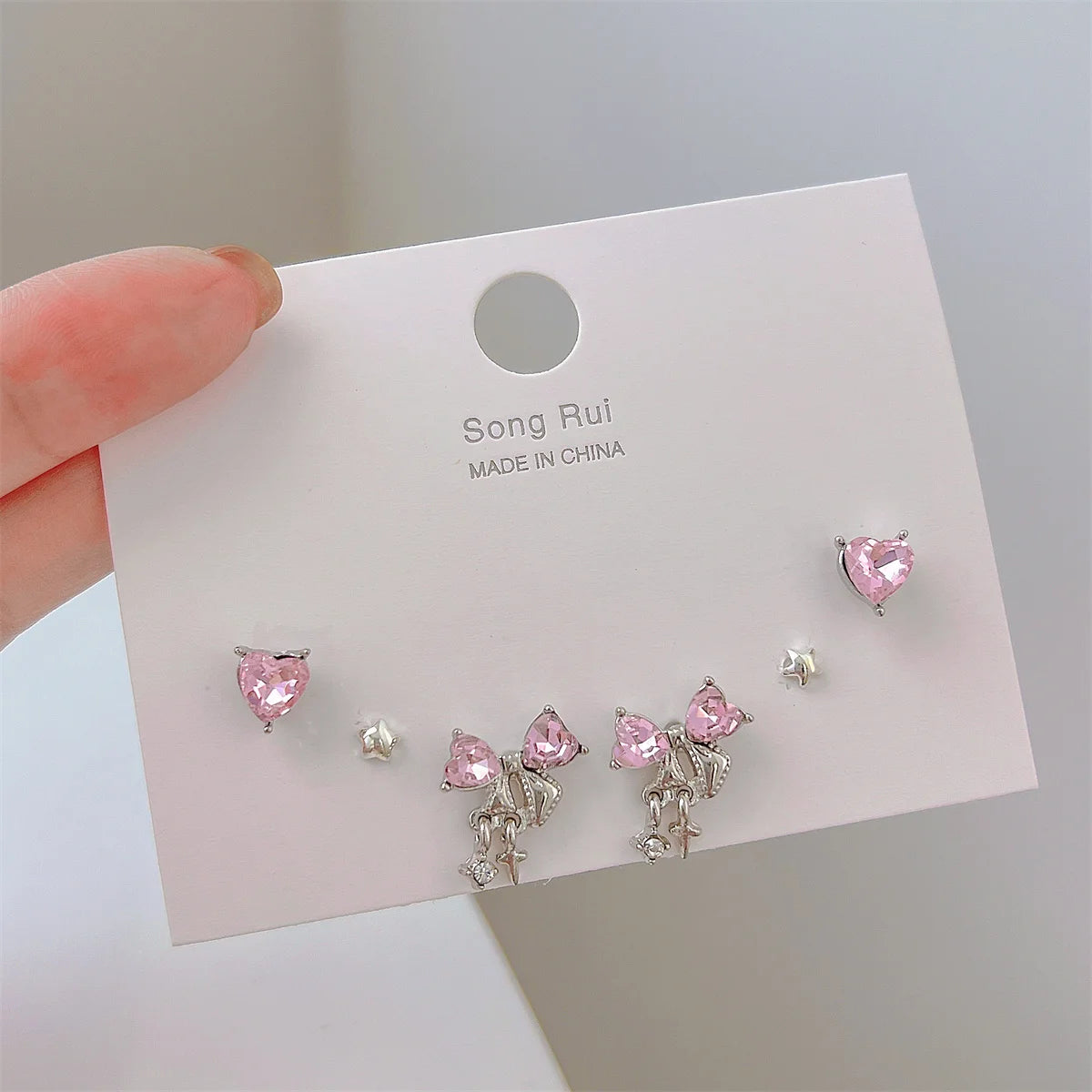 Adorable Coquette Pink Heart Earrings