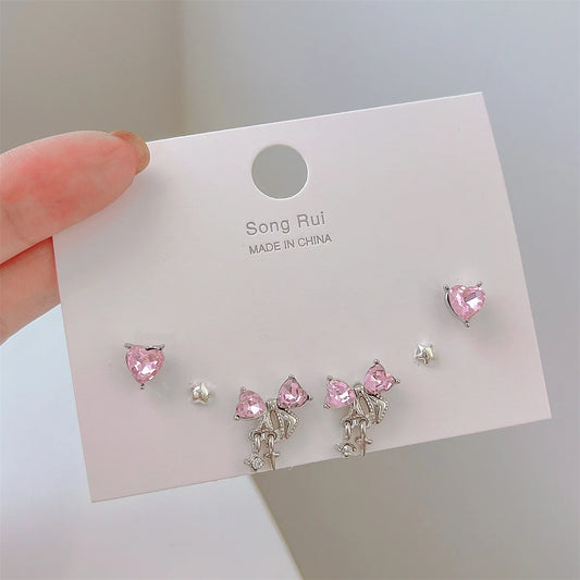 Adorable Coquette Pink Heart Earrings