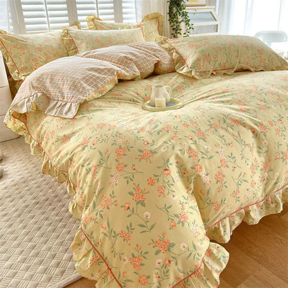 Coquette Bonenjoy Pink Ruffle Floral Bedding Set