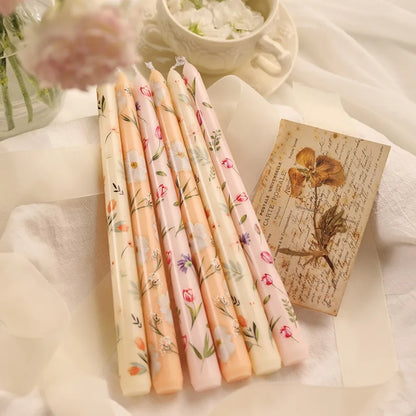 Coquette Hand-Painted Rose Scented Taper Candles (2pcs)