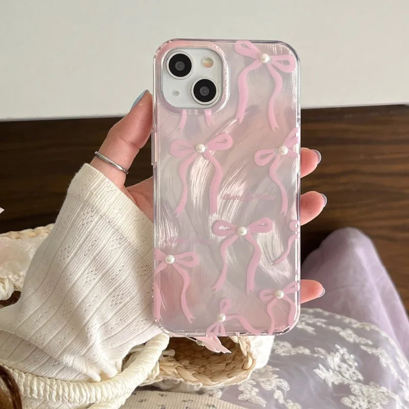 Coquette Fairy Pearl Pink Bow Phone Case