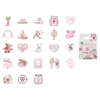 Coquette Cute Bunny & Bear Pink Graffiti Stickers