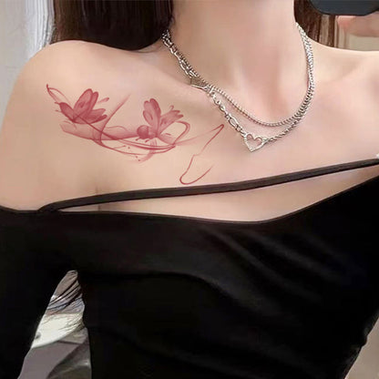 Coquette Romantic Pink Butterfly Temporary Tattoos