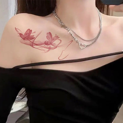 Coquette Romantic Pink Butterfly Temporary Tattoos
