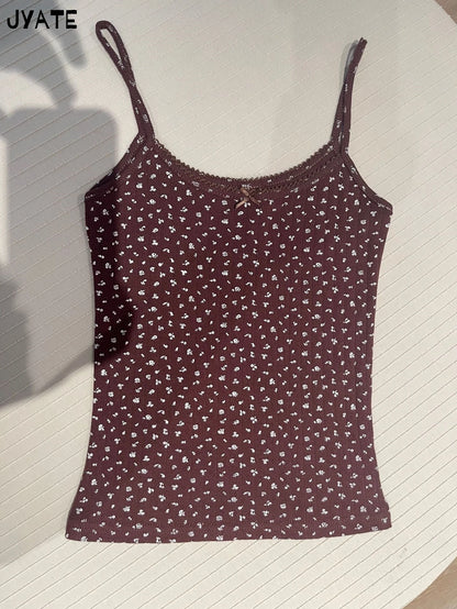 Coquette Floral Print Cami Top Set