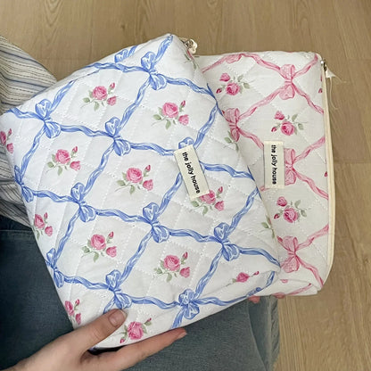Coquette Large Capacity Floral Quilted Makeup Bag