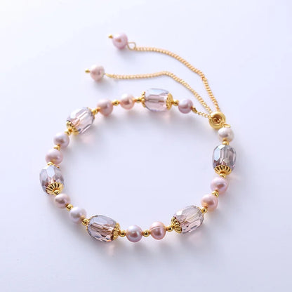 Coquette Elegant Pearl & Crystal Adjustable Bracelet