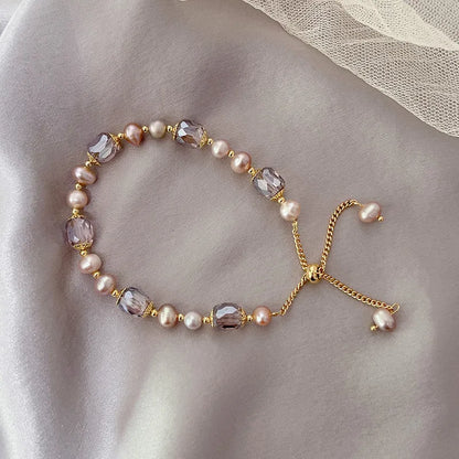 Coquette Elegant Pearl & Crystal Adjustable Bracelet