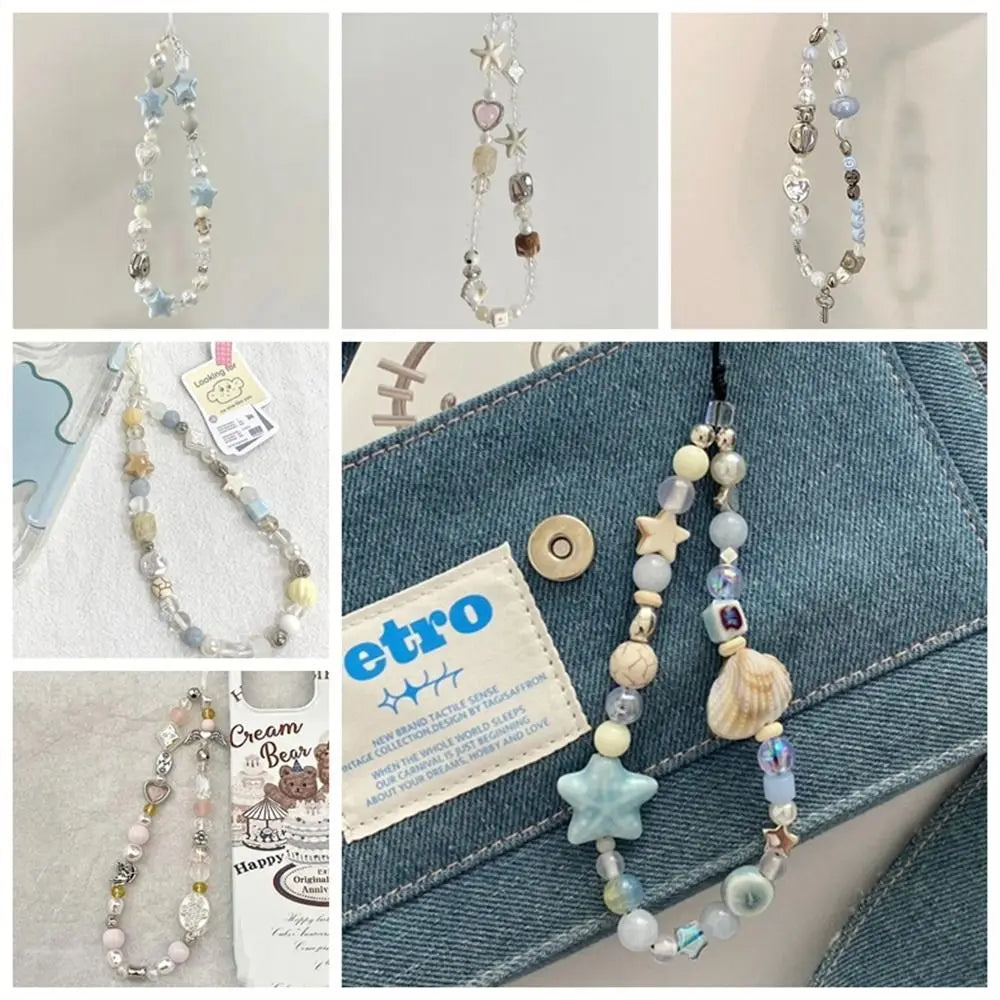 Ocean Blue Handmade Beaded Phone Charm