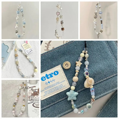 Ocean Blue Handmade Beaded Phone Charm