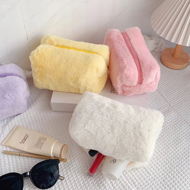 Chic Soft Fur Makeup Bag Organizer for Women