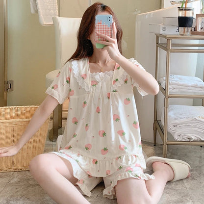 Coquette Charming Strawberry Print Loungewear Set
