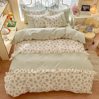 Coquette Floral Cotton Lace Bedding Set
