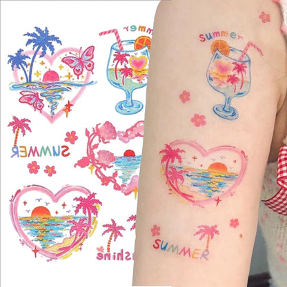 Cute Whimsical Heart and Bow Temporary Tattoo Set