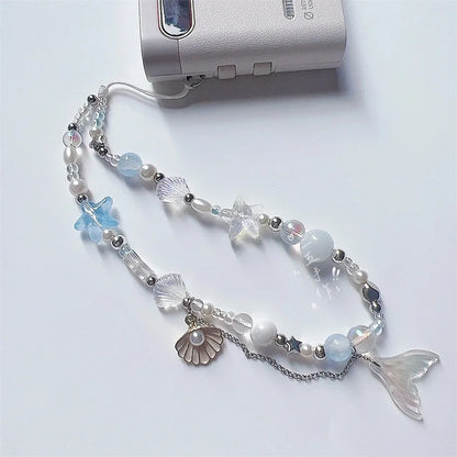 Coquette Dreamy Mermaid Shell Beaded Phone Charm Strap