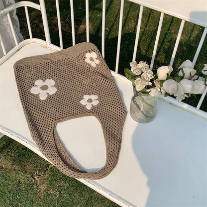 Sweet Flower Knitted Tote Bag