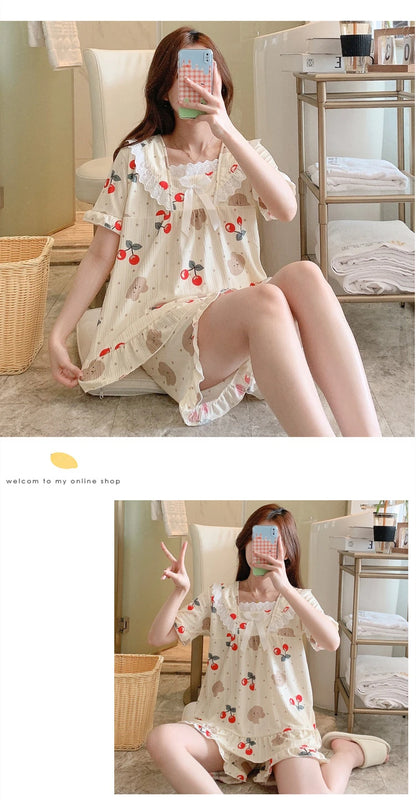 Coquette Charming Strawberry Print Loungewear Set