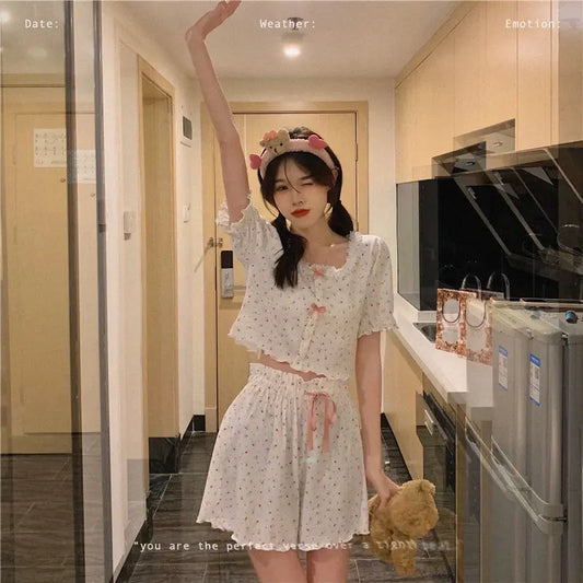 Coquette Floral Bow Short Pajama Set