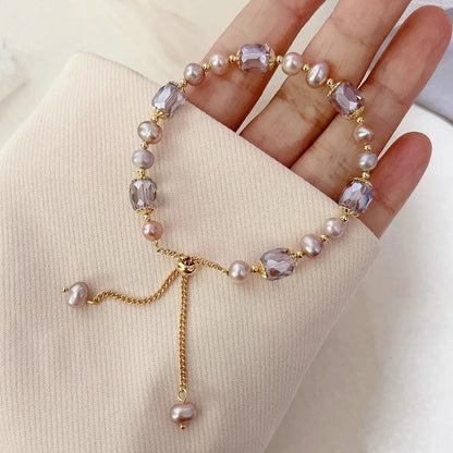 Coquette Elegant Pearl & Crystal Adjustable Bracelet