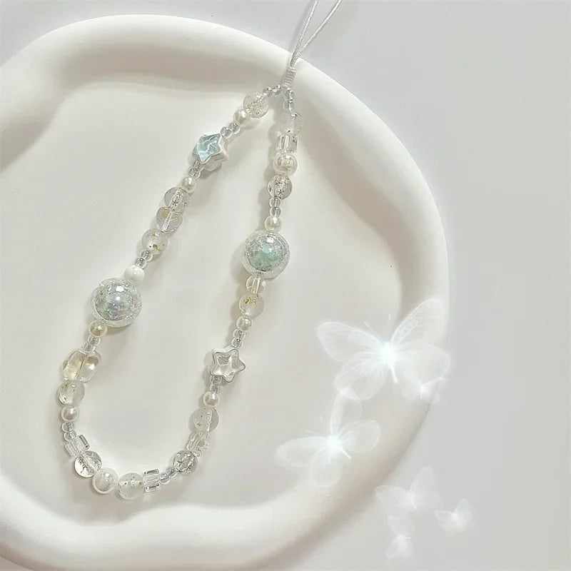 Coquette Celestial Blue Star Beaded Phone Strap