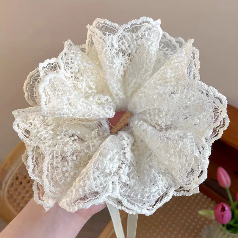 Coquette Vintage Lace Bow Scrunchie