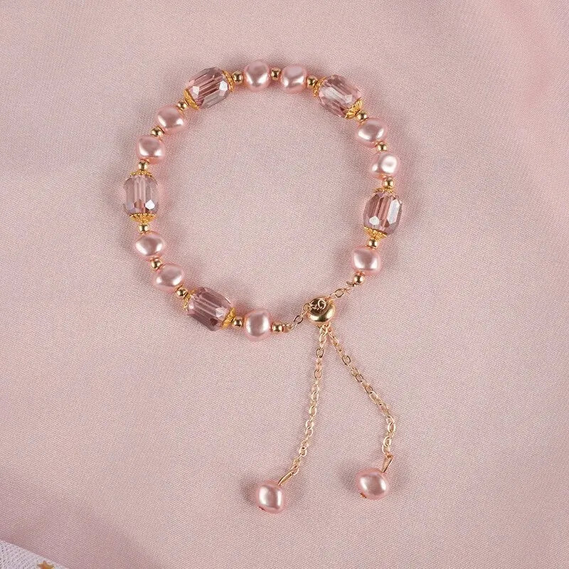 Coquette Elegant Pearl & Crystal Adjustable Bracelet