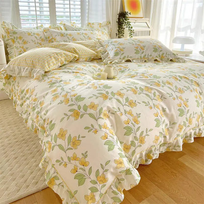 Coquette Bonenjoy Pink Ruffle Floral Bedding Set