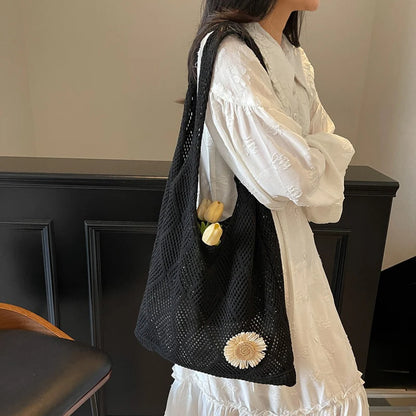 Coquette Crochet Flower Tote Bag