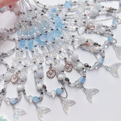Coquette Dreamy Mermaid Shell Beaded Phone Charm Strap