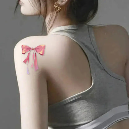 Coquette Pink Bow Temporary Tattoo Sweet Dreamy Waterproof Body Sticker