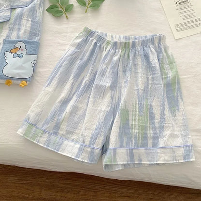 Charming Plaid Pajama Set with Ruffle Accents